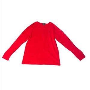 Red Long Sleeve Polo Crew T-shirt